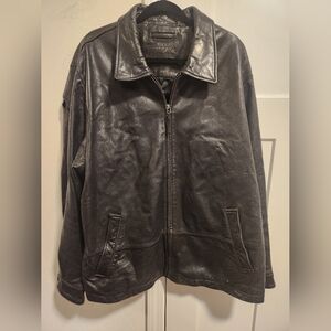 Roundtree & Yorke Black Leather Jacket Size XXL